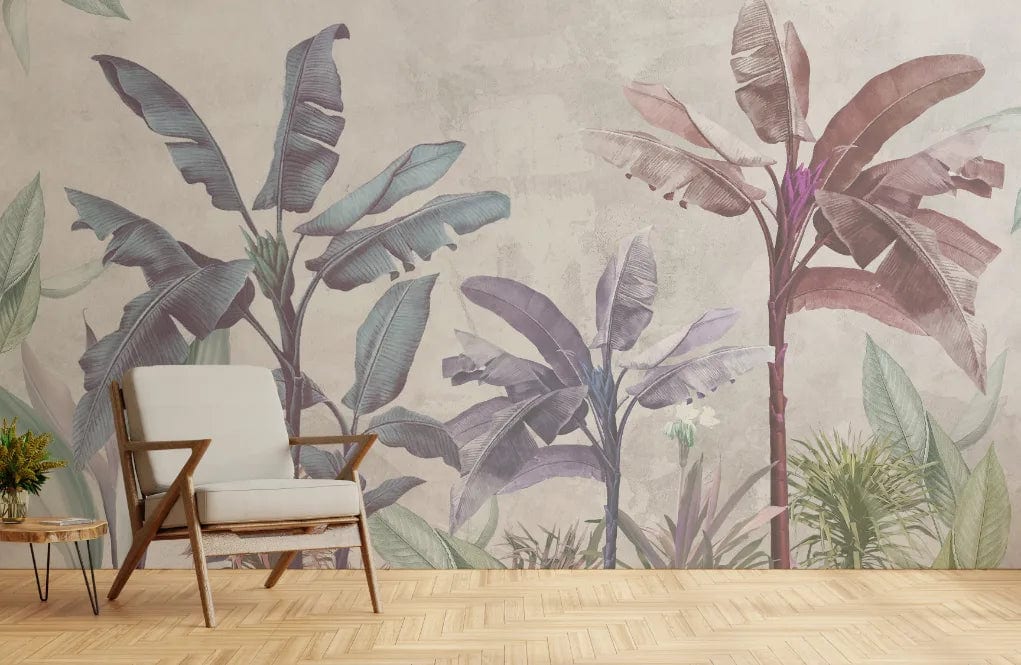 Soft Color Tropical Leaf Design Wallpaper image 3