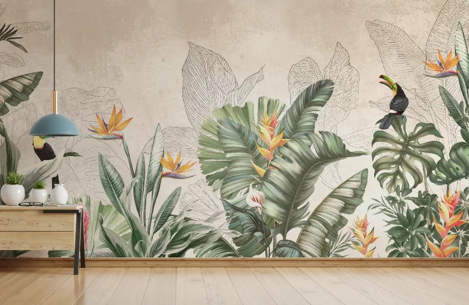 Large Green Tropical Wallpaper Murals image 0