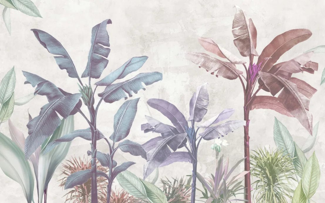 Soft Color Tropical Leaf Design Wallpaper image 5