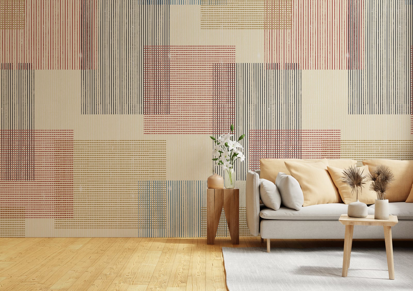 Abstract Geometric | Beige Multi-Color Peel and Stick Wallpaper