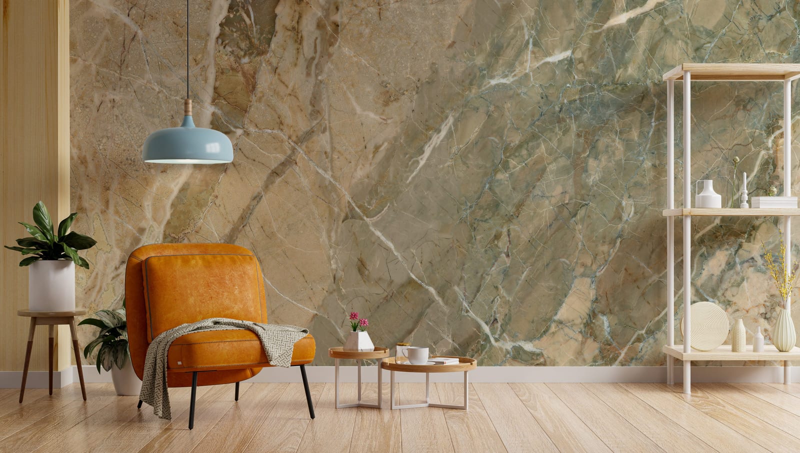 Marble Design | Beige Green Stone Texture Removable Wallpaper