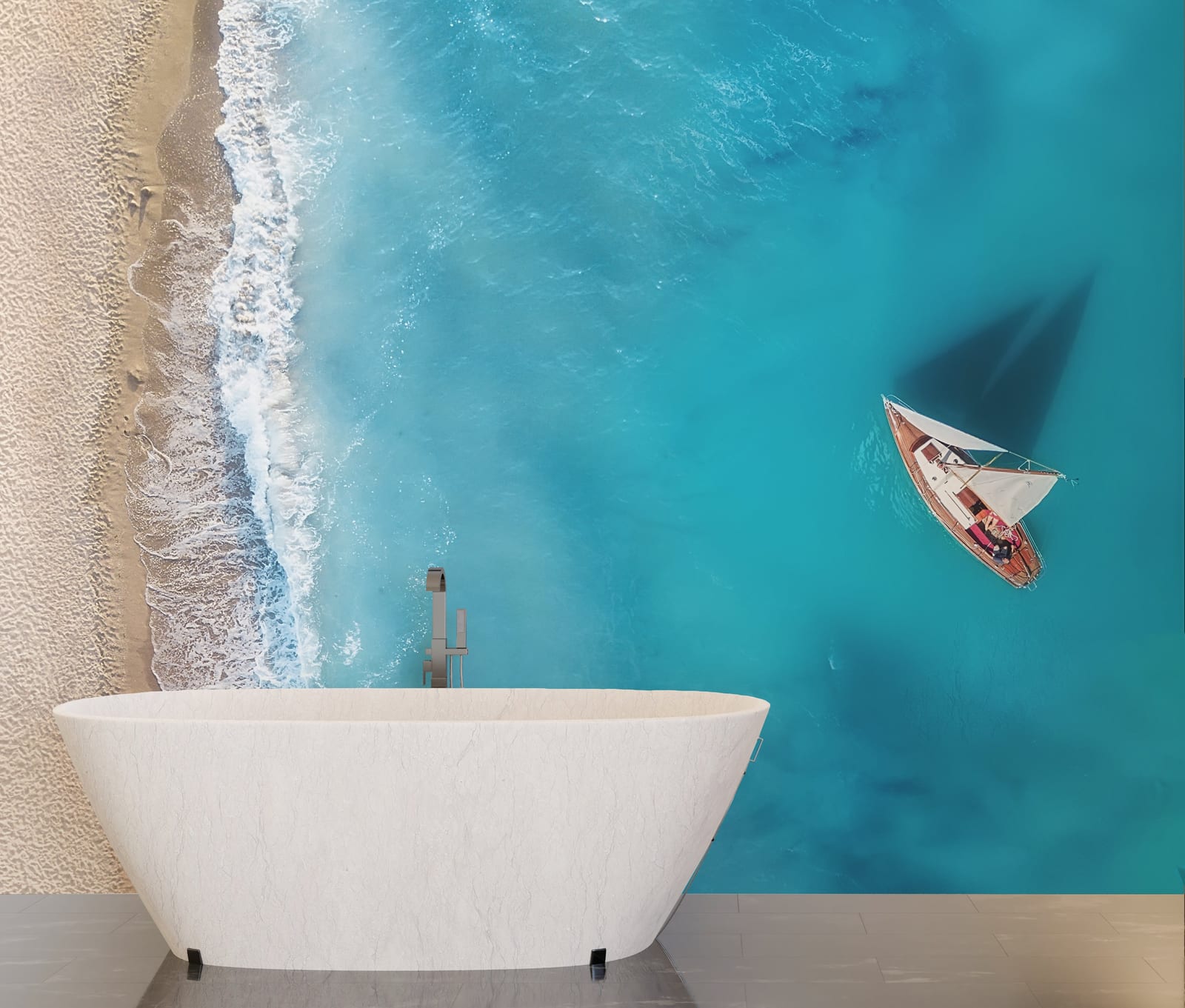 Heart Touch Ocean Beach Mural Wallpaper