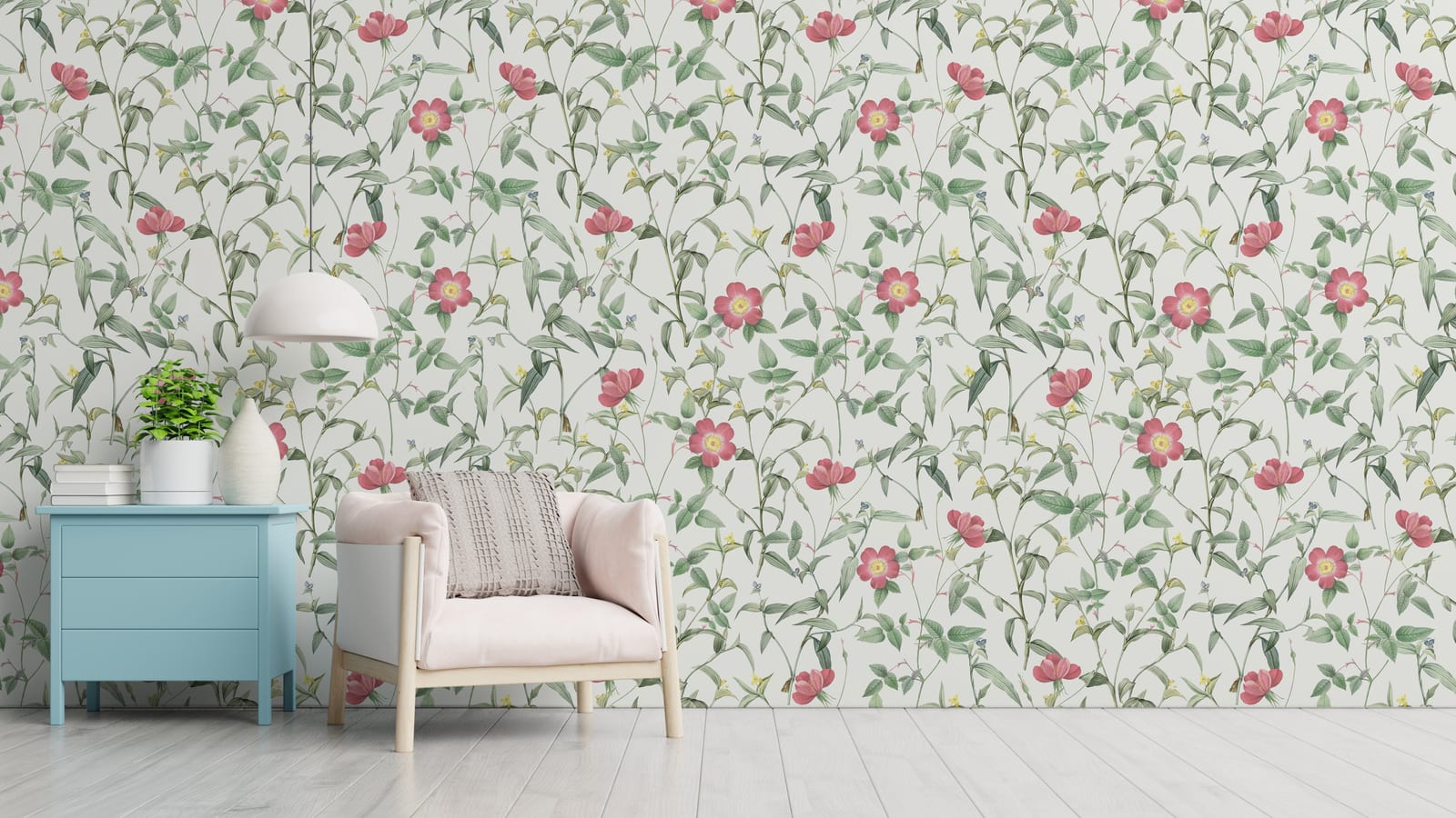 French Floral Design | Pink Roses Removable Wallpaper for Bedroom