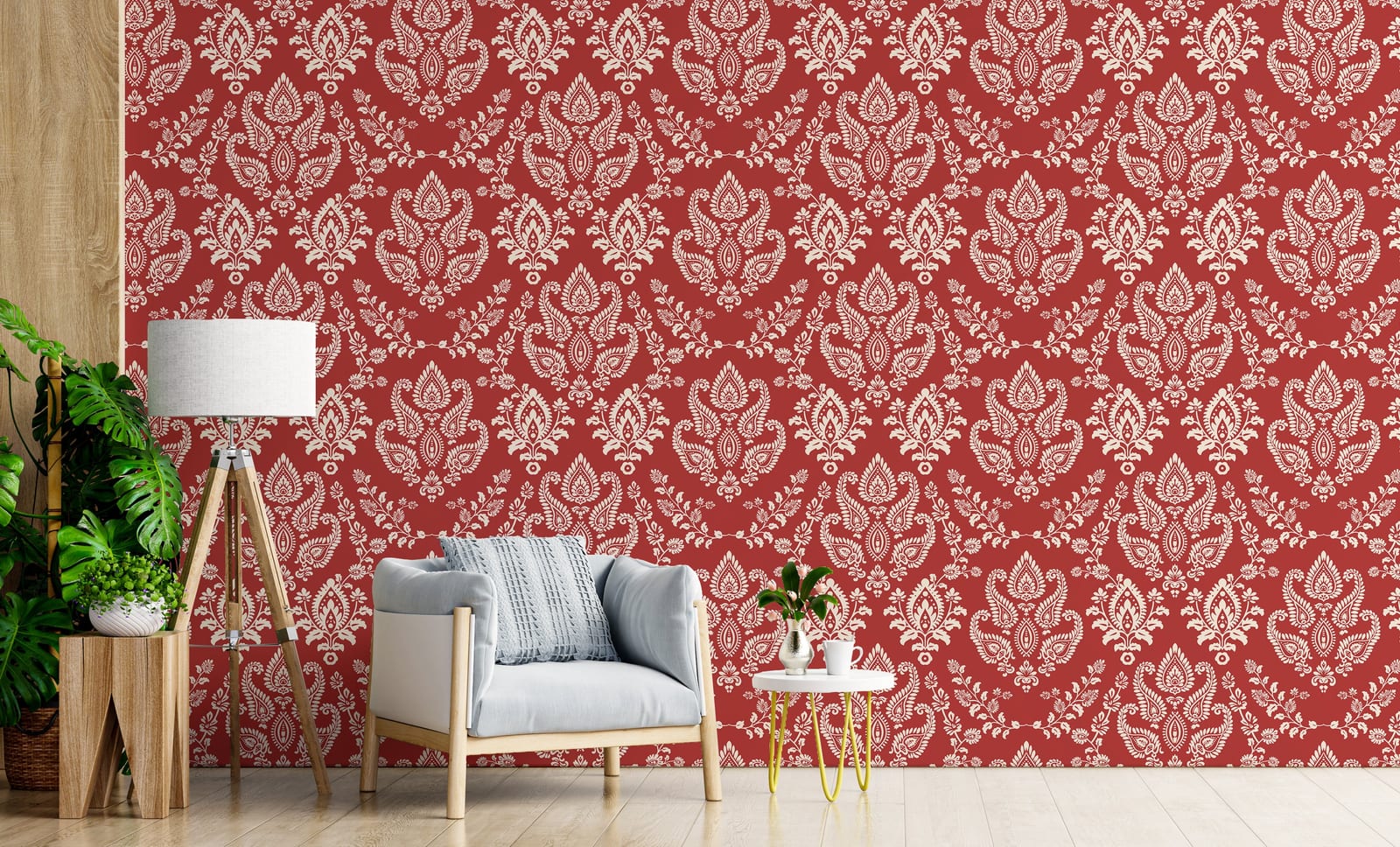 Traditional royal floral motif design beautifying peaceful meditation room surroundings