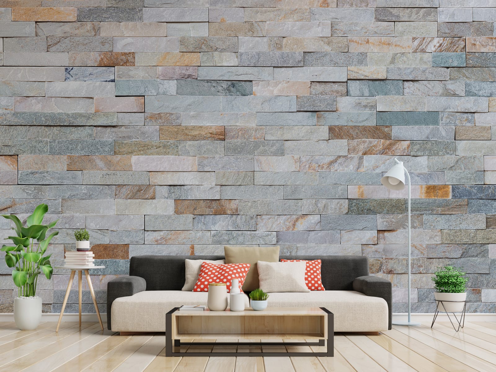 Natural Stone Look Brick Self-Adhesive Wall Mural