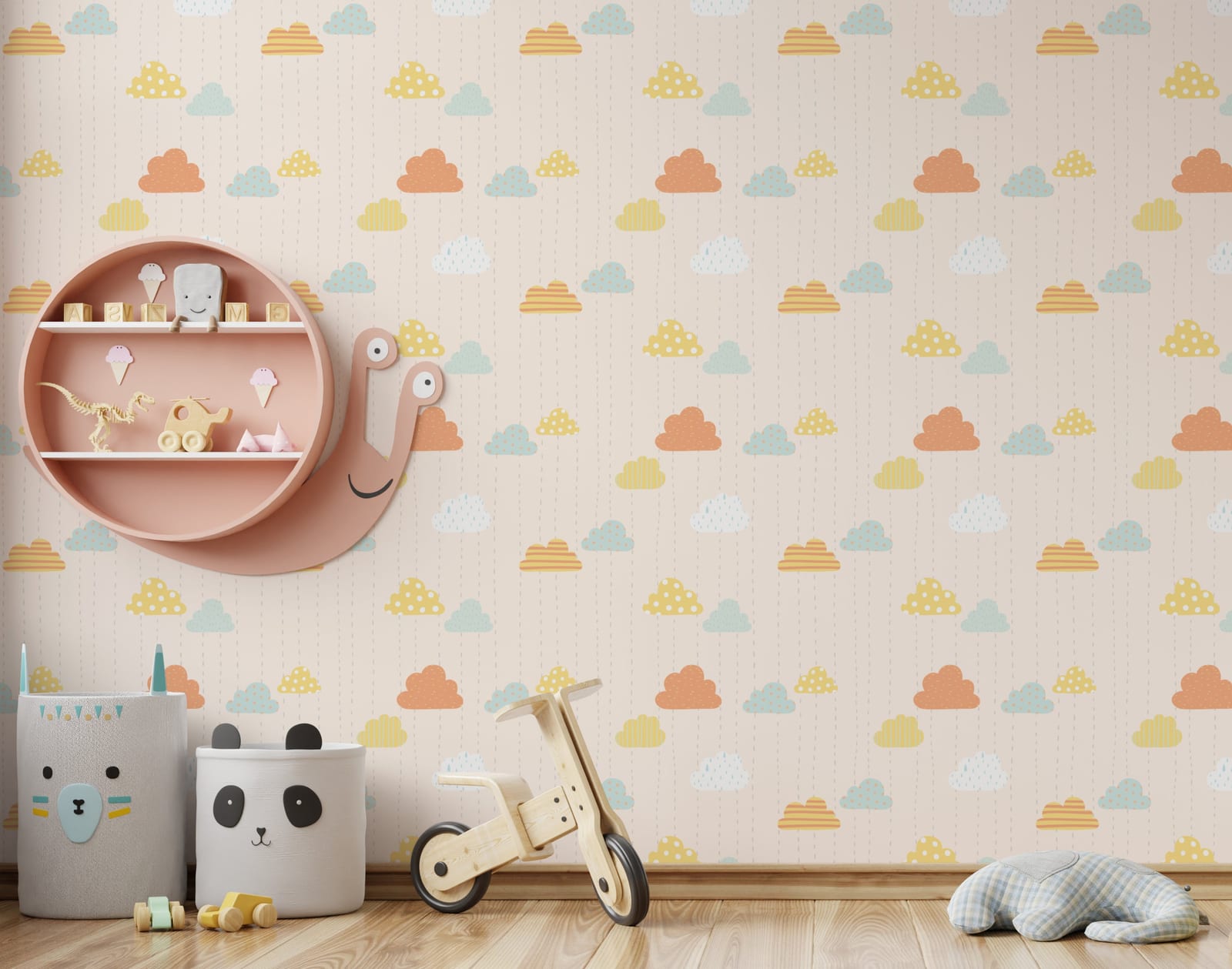 Dreamy Cloud Wallpaper | Pastel Kids Room Self-Adhesive Wall Makeover