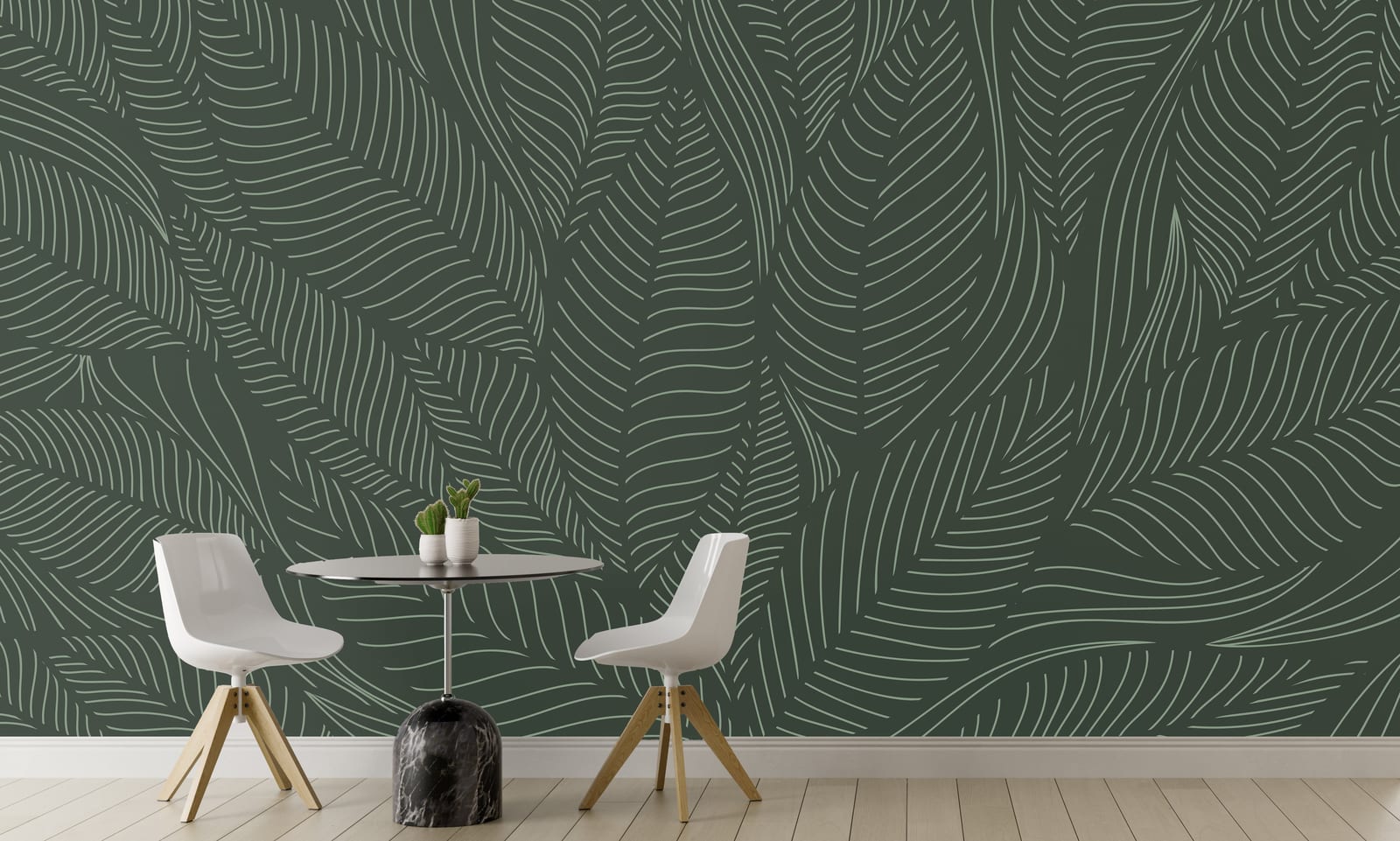 Decorative tropical leaf mural for welcoming hallway interior design