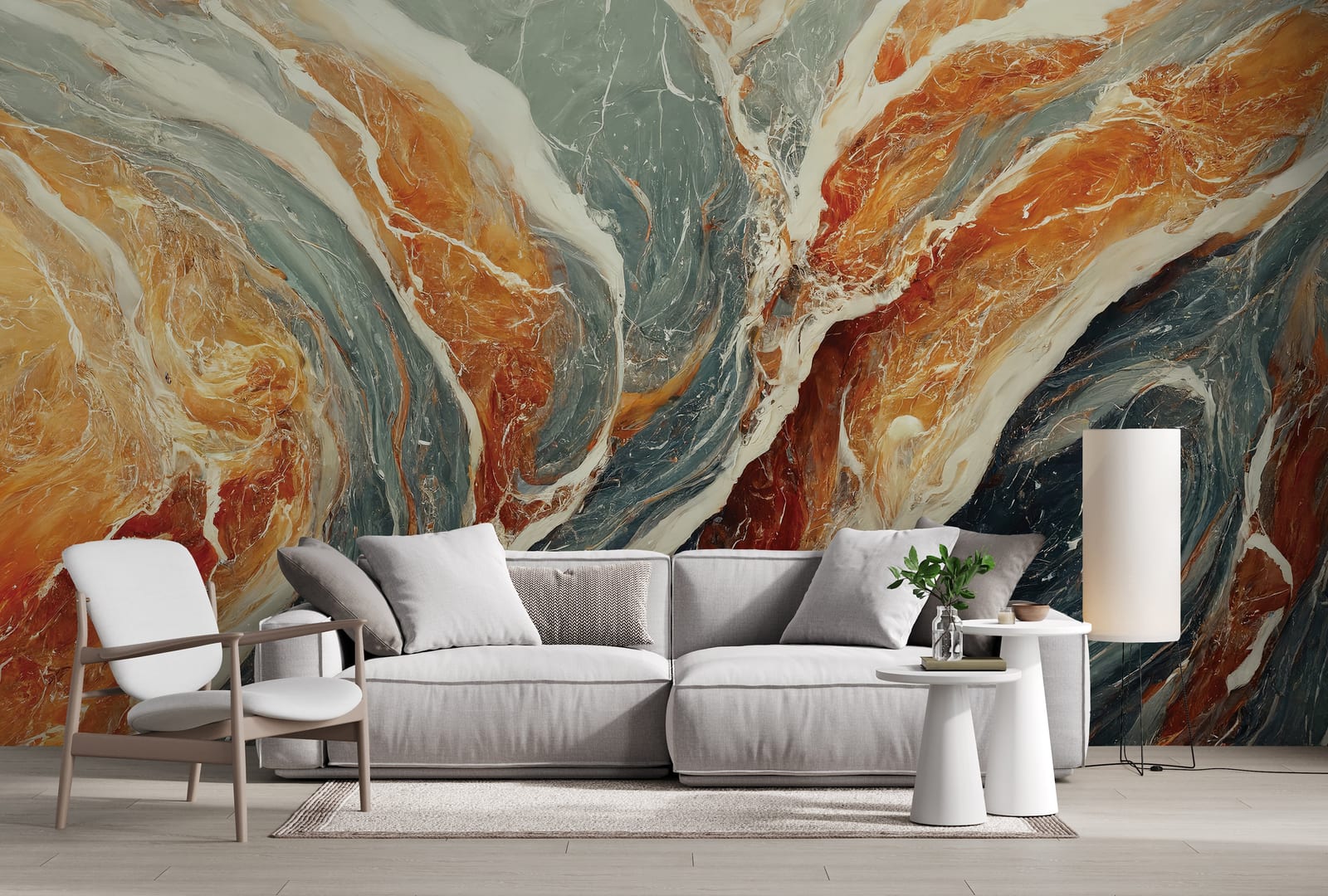 Abstract marble swirl wallpaper with luxury stone texture for modern living room decor