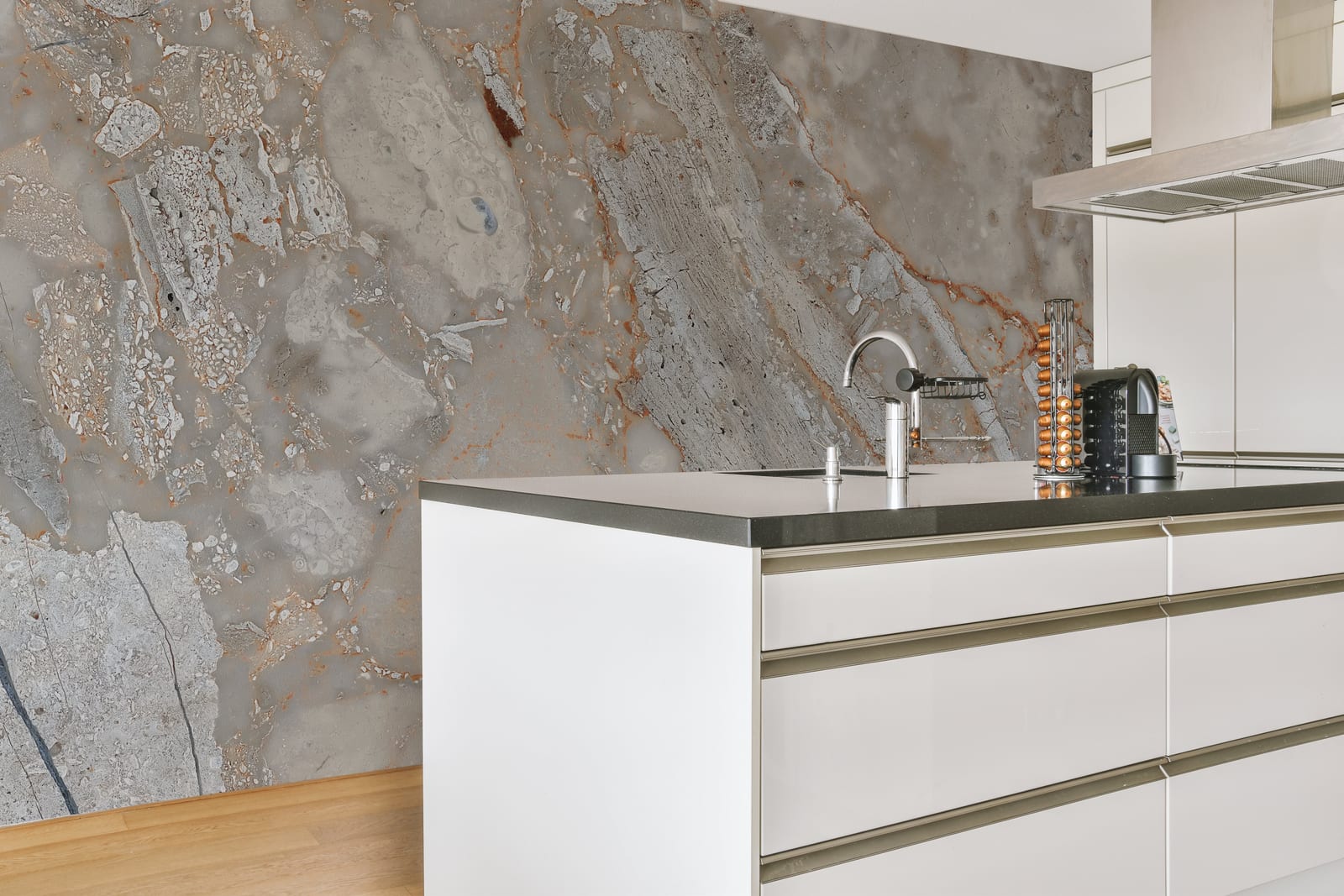Organic stone pattern mural presenting natural marble artwork for Kitchen