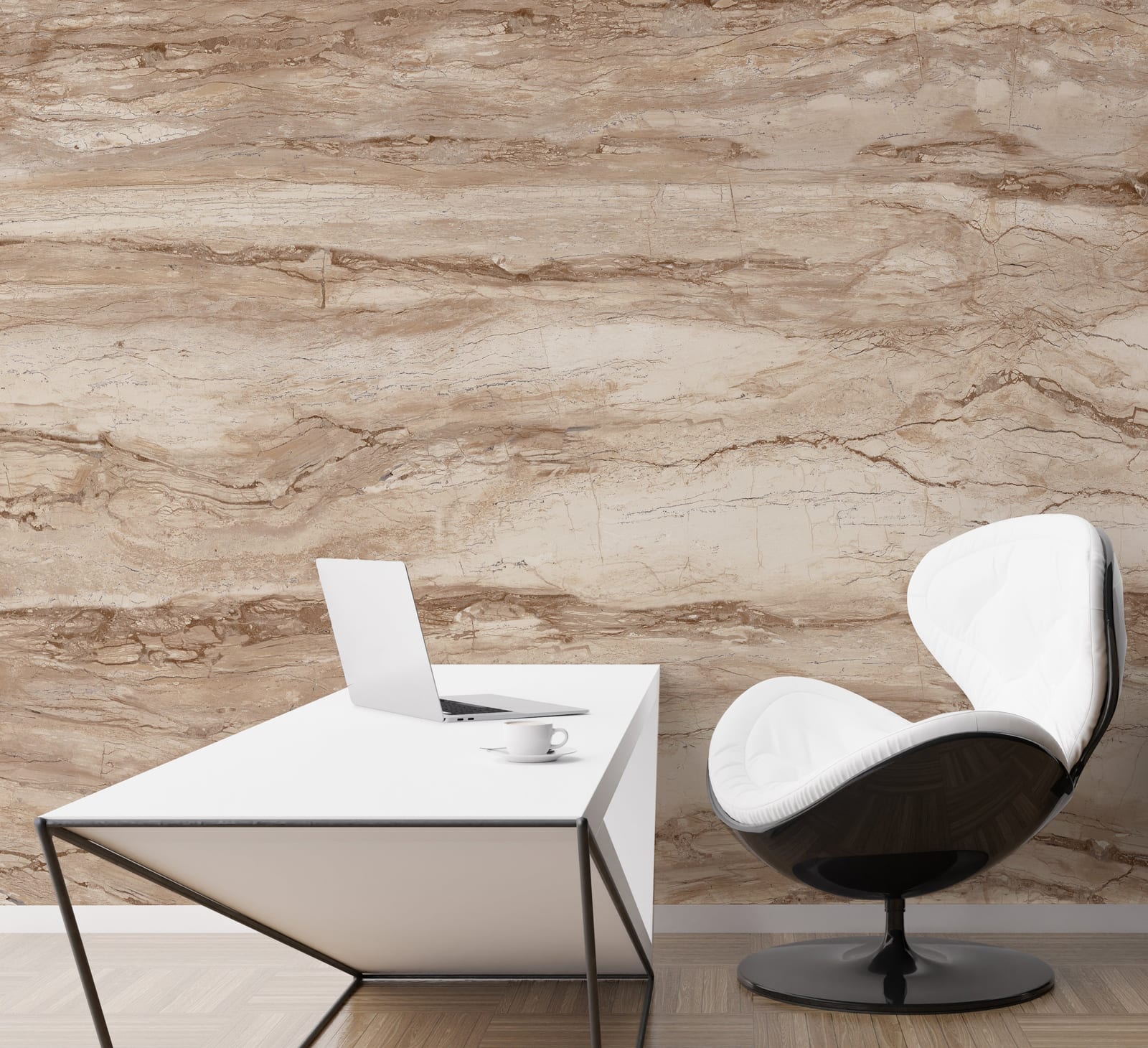Elegant stone inspired peel and stick wallpaper for professional office backdrop