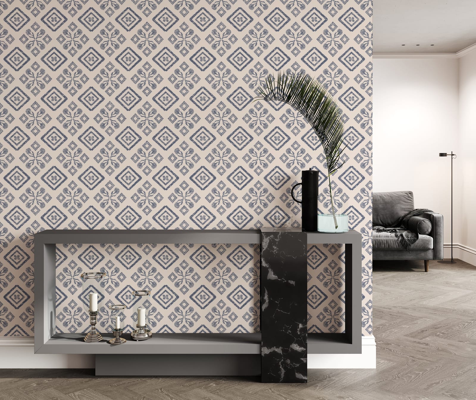 Decorative Moroccan geometry wall design for bedroom or living space