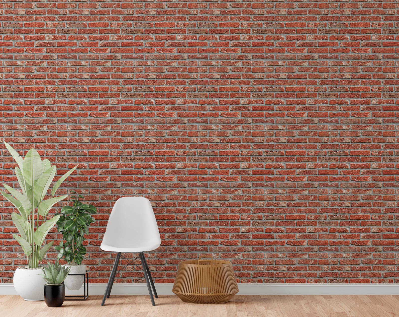 Rustic loft style brick wallpaper mural transforming dining room decor with a chic Parisian industrial. vibe
