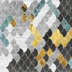 Blue Anaglyph Gold Hexagonal Geometric Abstract Wallpaper Blue anaglyph gold hexagonal geometric wallpaper mural, perfect for modern living rooms in Dallas Texas and contemporary wall décor styles