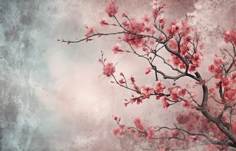 Vintage Flower Gray Wallpaper Wall Mural Decor