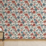 Abstract watercolor Floral wallpaper red blue Self-Adhesive Wall Mural for living room – New York City homes USA style