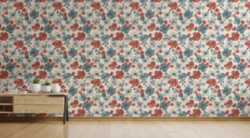 Abstract Flower Blooming Watercolor Peel And Stick Wallpaper Abstract watercolor Floral wallpaper red blue Self-Adhesive Wall Mural for living room – New York City homes USA style