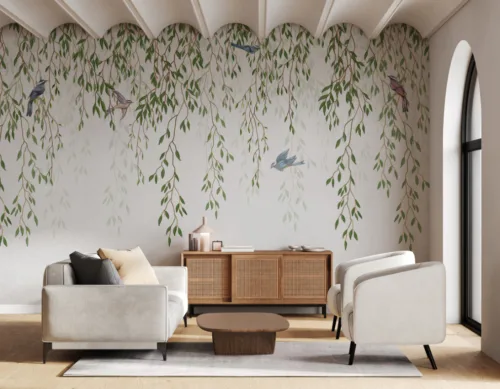 Beautiful Green Leaves Wall Mural Beautiful Green Leaves Wall Mural