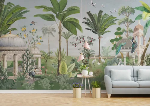 Beautiful Living Room Traditional Mughal Art Forest Wall Design Beautiful Living Room Traditional Mughal Art Forest Wall Design