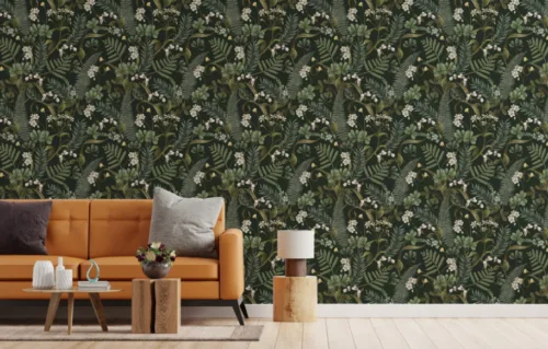 Best for Living Room Wall Design for Wall Lush fern greenery removable wallpaper, foliage wall mural for nature-inspired interiors, perfect eco-style upgrade for living room and bedroom Decoration.