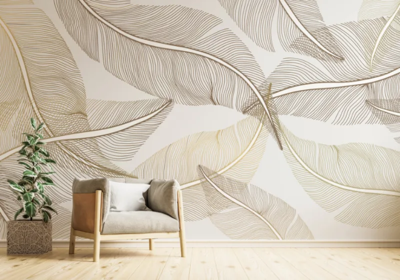 Best Gold Leaf Abstract Design Wallpaper for Wall