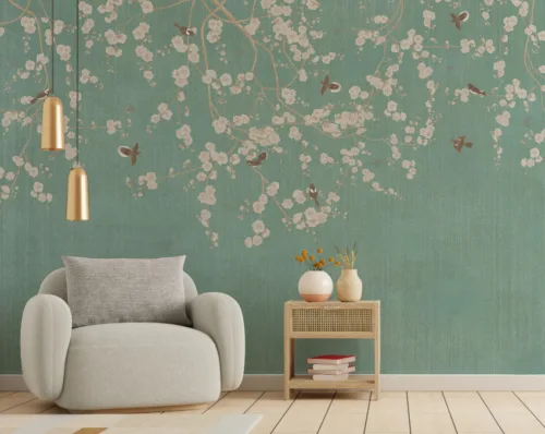 Birds on Blooming Branches Wallpaper Birds on Blooming Branches Wallpaper