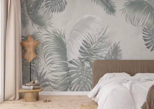 Dusty Green Big Leaf Wallpaper Living Room Dusty Green Big Leaf Wallpaper Living Room