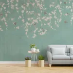 Floral Fantasy with Perched Birds Living Room Wallpapers for Wall Floral Fantasy with Perched Birds Living Room Wallpapers for Wall