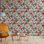 Blooming watercolor Flora Wall Covering Repeat design removable wallpaper for bedroom for Australia interiors