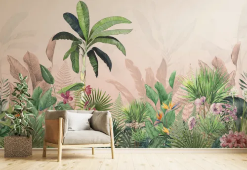 Green Leaves Wallpaper Drawing Room Tropical Design Green Leaves Wallpaper Drawing Room Tropical Design is the best solution of boring plain wall, this design create a very special and gorgeous for the wall design