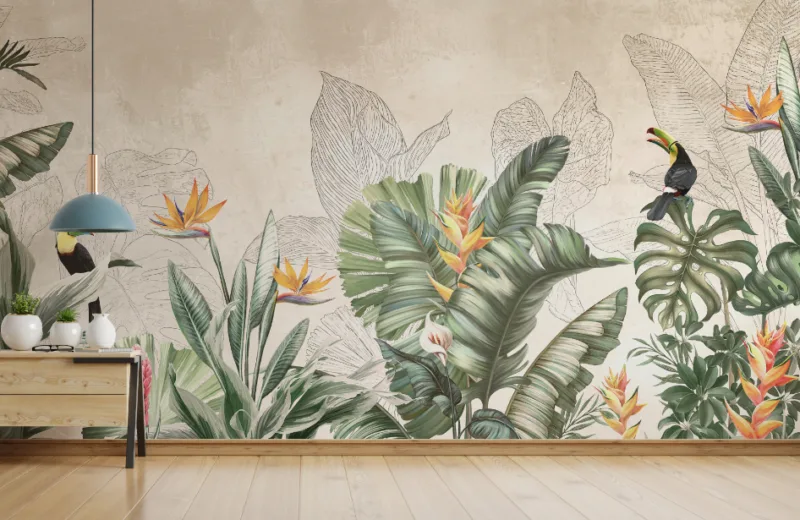 Large Green Tropical Wallpaper Murals