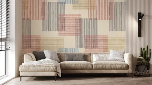Patchwork Texture Design Wallpaper Mural Contemporary Abstract Wallpaper with textured patterns, great and Perfect for Drawing Room and Office Walls.