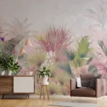 Pink Leaf Large Pattern Wallpaper perfect for modern or tropical wall décor