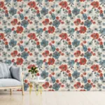 Repeat Pattern Blooming Garden beauty watercolor wall Deco wallpaper modern style Interior Decoration