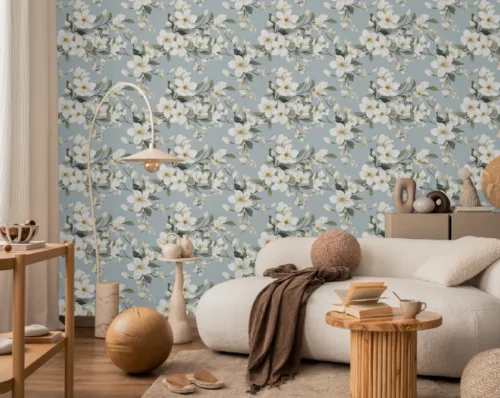 Romantic Pastel Floral Wall Design Classic rose garden floral mural, Self-Adhesive Wallpaper perfect for cozy bedrooms in USA Florida modern apartments.