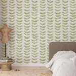 Soft Green Watercolor Leaf Wallpaper Room View