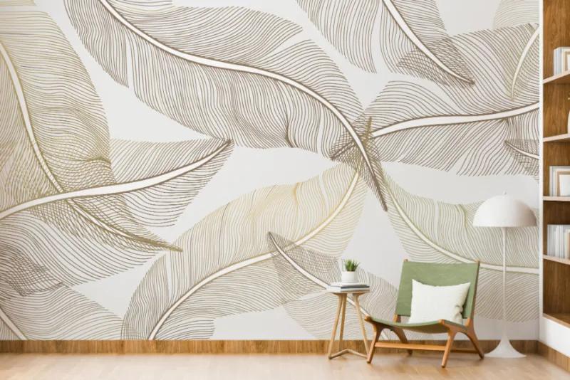 Unique Golden Tone Vector Design Abstract Wall Mural