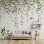 Unique Hanging Leaf Living Room Wall Mural Design Unique Hanging Leaf Living Room Wall Mural Design