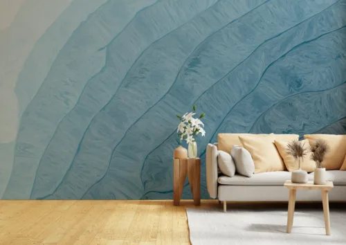 Teal Blue Watercolor Abstract Wall Mural for Elegant for Modern and Trendy Interiors