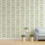 Watercolor Green Leaf Repeat Wall Mural Design