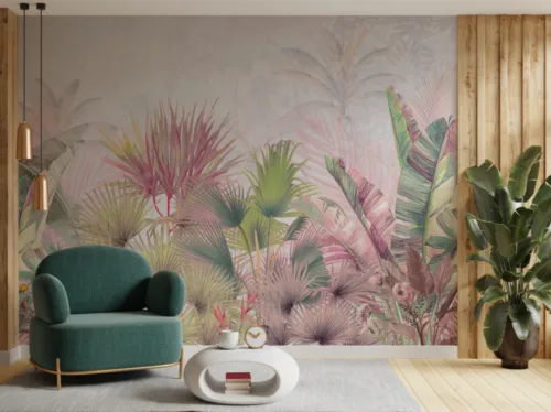 Wild Nature Colorful Leaves Design Wild Nature Colorful Leaves Design Chic pink leaf mural with a large-scale pattern for living room or bedroom walls with Chicago city special