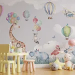 Customized-Zebra-Giraffe Hippo Rhino Animal Wallpaper Home Décor