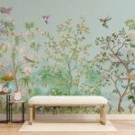 Floral Birds Natural Japanese Garden Sky Blue Peel and Stick Wall Design Japanese Garden with Floral, Birds, and Sky Blue with New York City for Nature-Inspired Designs