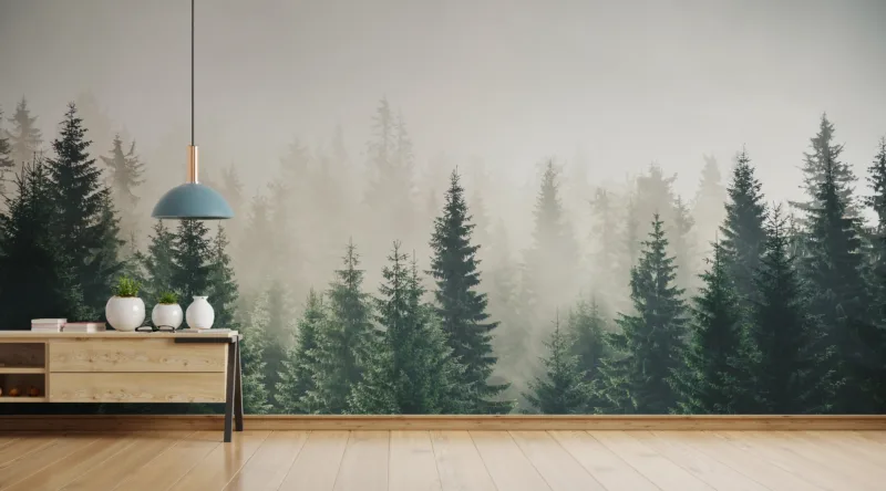 Living-Room-Foggy-Removable-Forest-Wallpaper-scaled