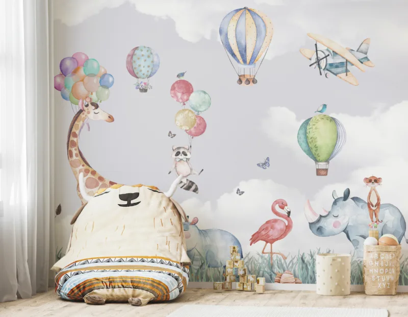 Removable Baby Animals Little One Room Wallpaper