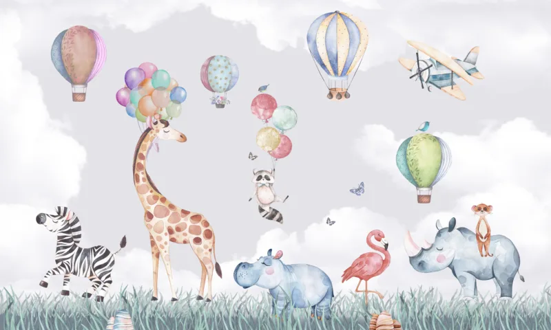 Baby Animals Kids Room Wallpaper Mural