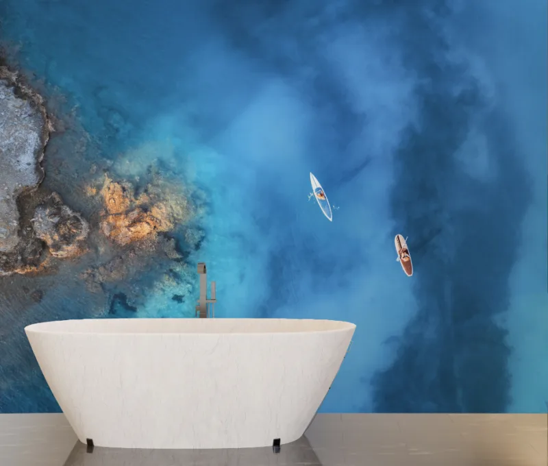 Bathroom Serene Endless Blue Ocean Mural