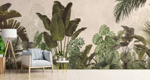 Bohemian Green Tropical Leaves Wallpaper Bohemian Green Tropical Leaves Wallpaper