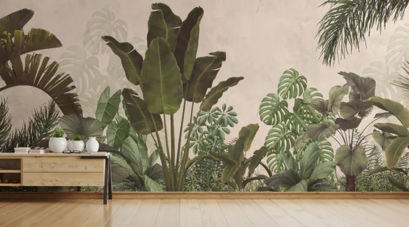 Bohemian Tropical Palm Leaves Wallpaper