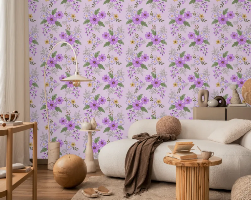 Floral Rainscape Harmony Wallpaper for Wall Décor