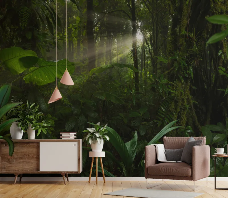 Into the Wilderness Green Jungle Wallpaper